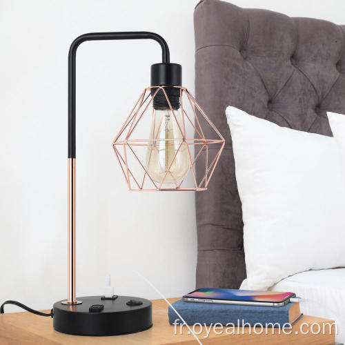 Lampe de table industrielle avec ports USB